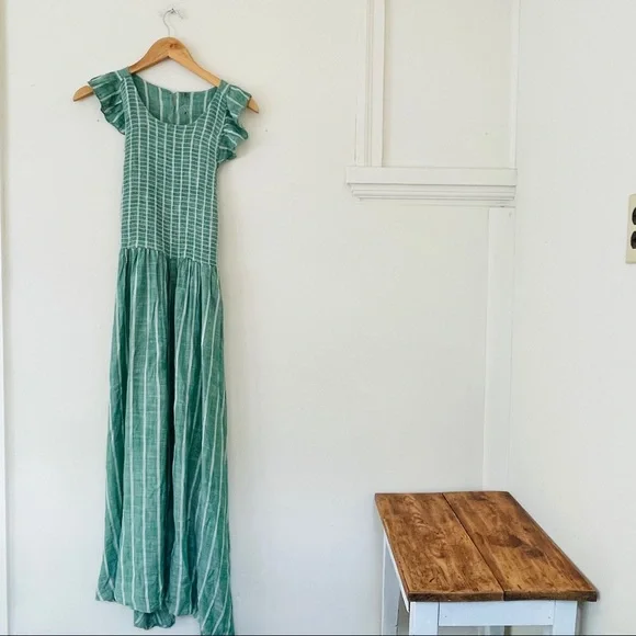 Free People Butterflies Chambray Midi Dress - Green - Picture 4 of 9